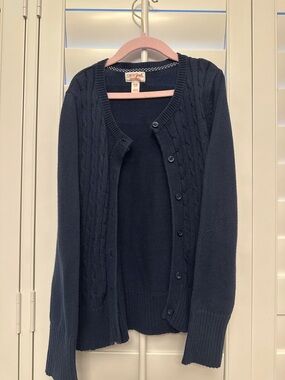 Cat & Jack Navy Cable Knit Cardigan Sweater